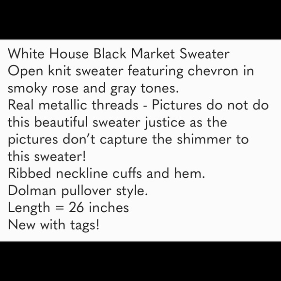 WHBM rose gold and and silver beautiful sweater. - Picture 6 of 6